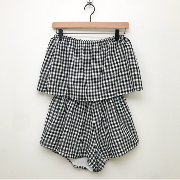 REVERSE Check You Later Romper Black/White Gingham - Picture 3 of 8